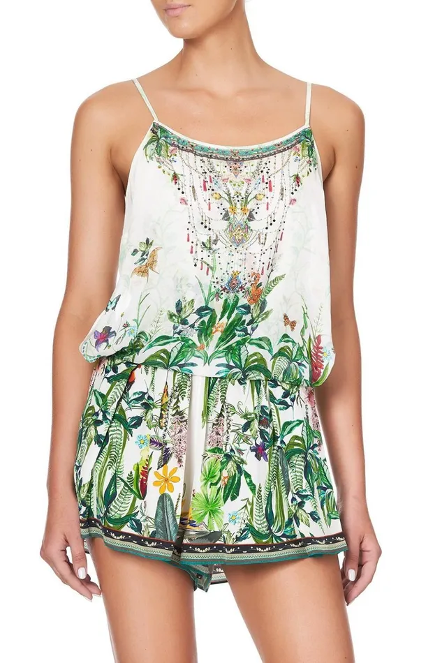 Women Playsuits and Jumpsuits Camilla Shoestring Strap Playsuit Daintree Darling