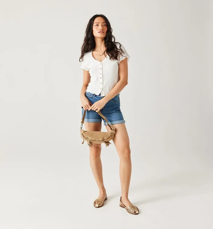 Women Pointelle TShirt 8211 Ecru Promod Tops Women Pointelle TShirt 8211 Ecru Promod Tops