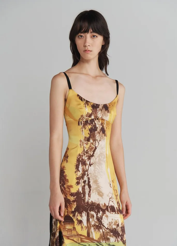 Women Printed Slip Dress With Lace Hem MONSE Dresses