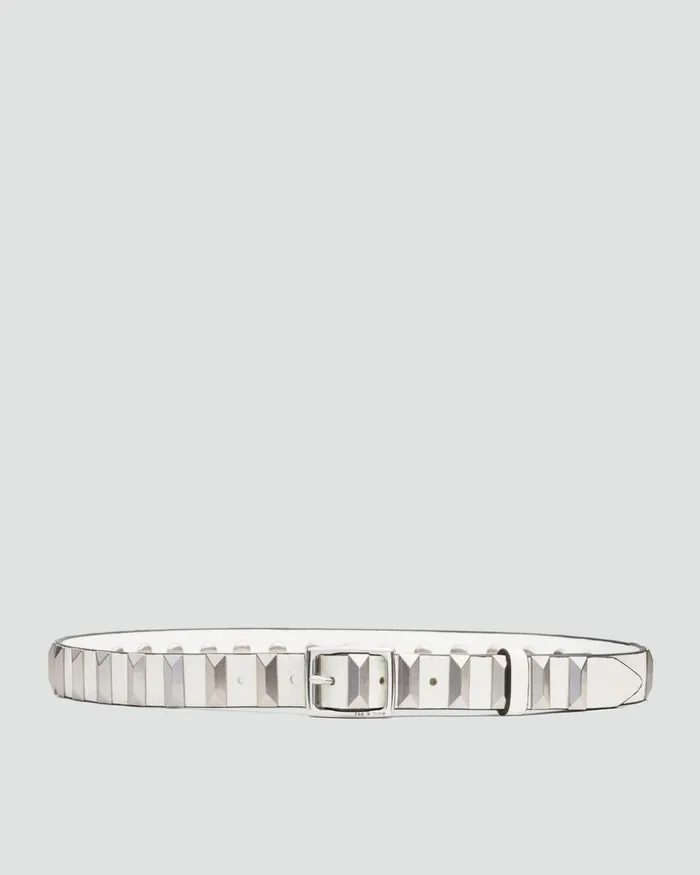 Women Rag 038 Bone Belts Baby Boyfriend Studded Belt Bright White