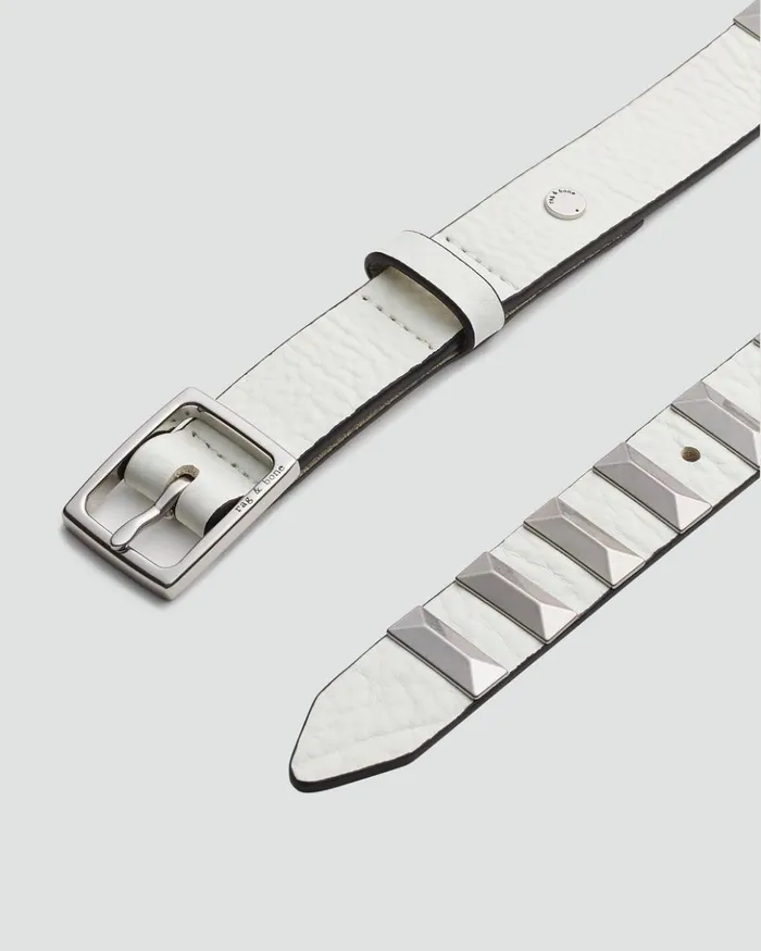 Women Rag 038 Bone Belts Baby Boyfriend Studded Belt Bright White
