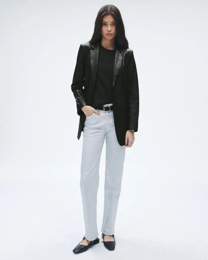 Women Rag 038 Bone Blazers 038 Vests Charles Leather Blazer Black