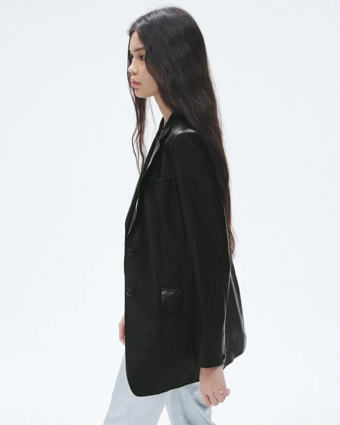 Women Rag 038 Bone Blazers 038 Vests Charles Leather Blazer Black