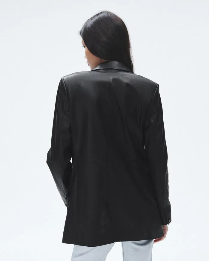Women Rag 038 Bone Blazers 038 Vests Charles Leather Blazer Black