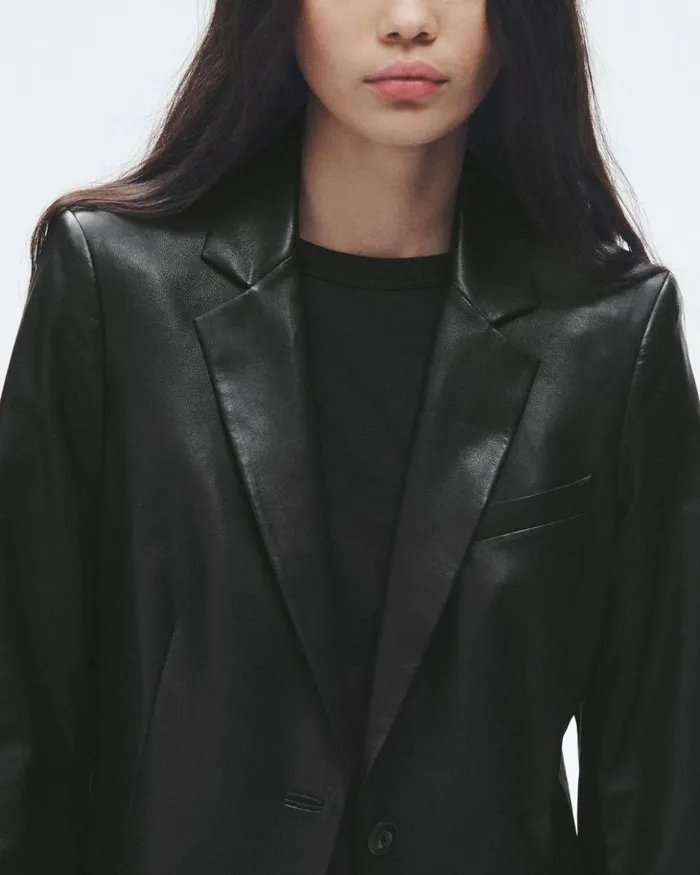 Women Rag 038 Bone Blazers 038 Vests Charles Leather Blazer Black