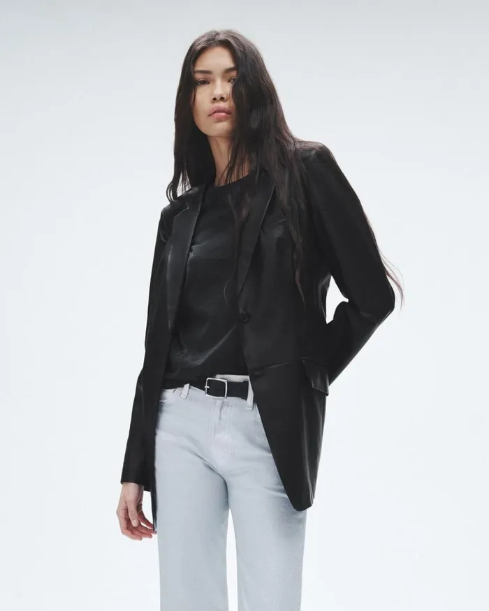 Women Rag 038 Bone Blazers 038 Vests Charles Leather Blazer Black