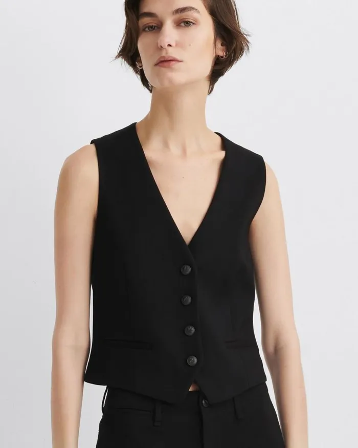 Women Rag 038 Bone Blazers 038 Vests Priya Ponte Vest Black