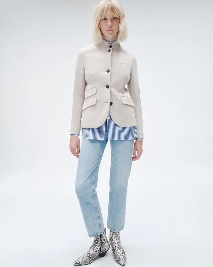 Women Rag 038 Bone Blazers 038 Vests Slade Italian Plaid Blazer Beige