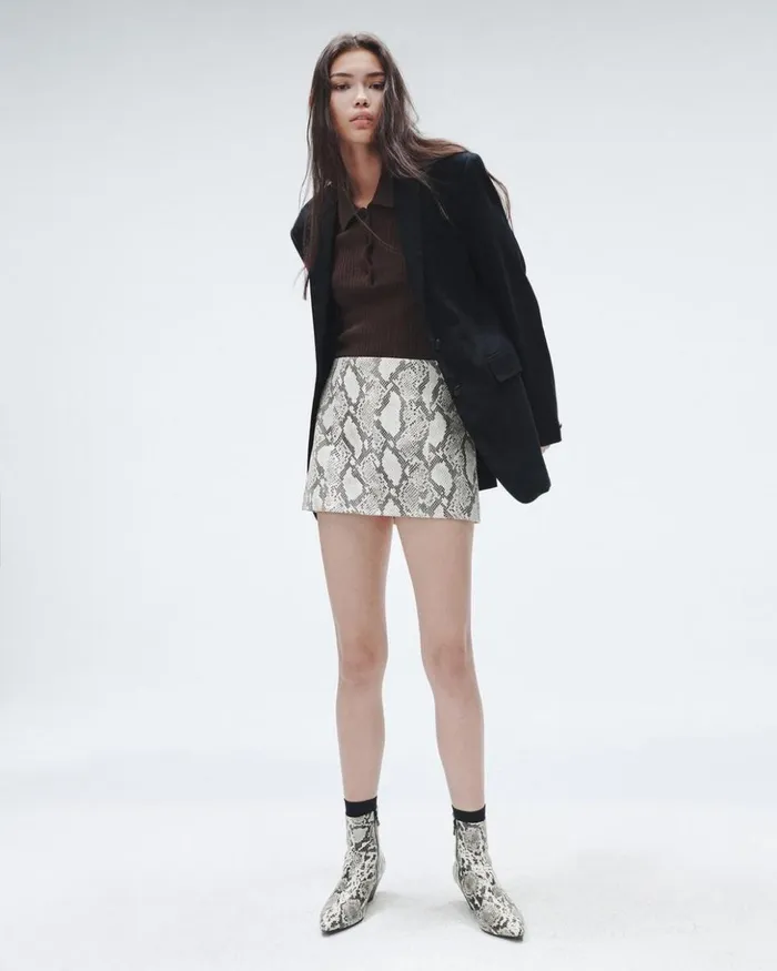 Women Rag 038 Bone Dresses 038 Skirts Emerson Leather Skirt Snake Print