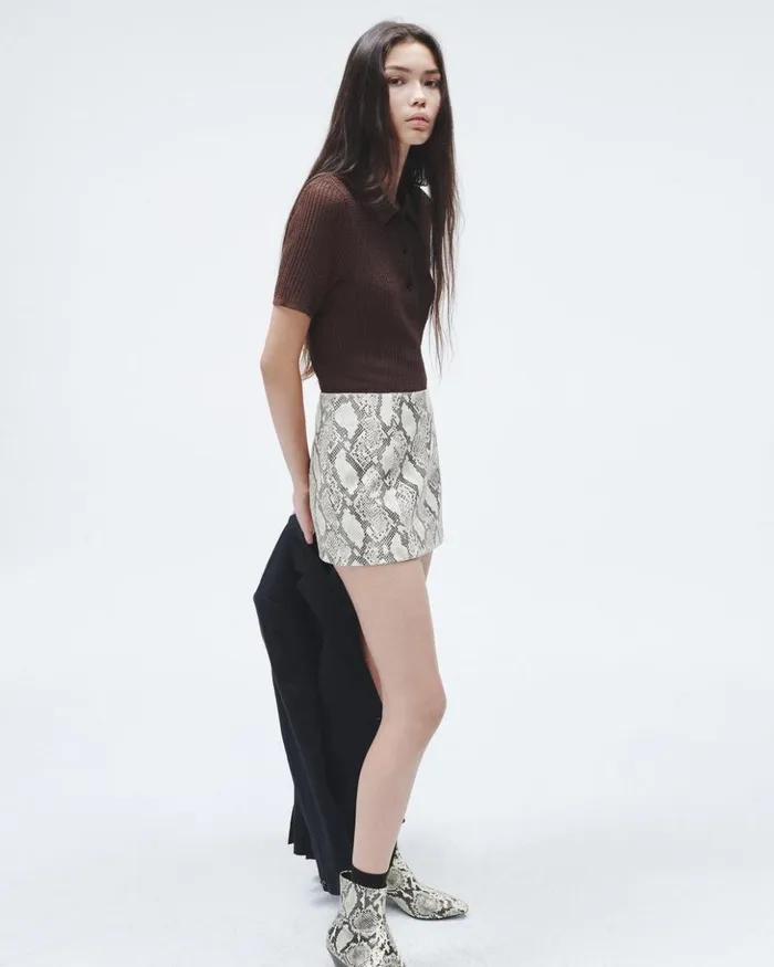 Women Rag 038 Bone Dresses 038 Skirts Emerson Leather Skirt Snake Print
