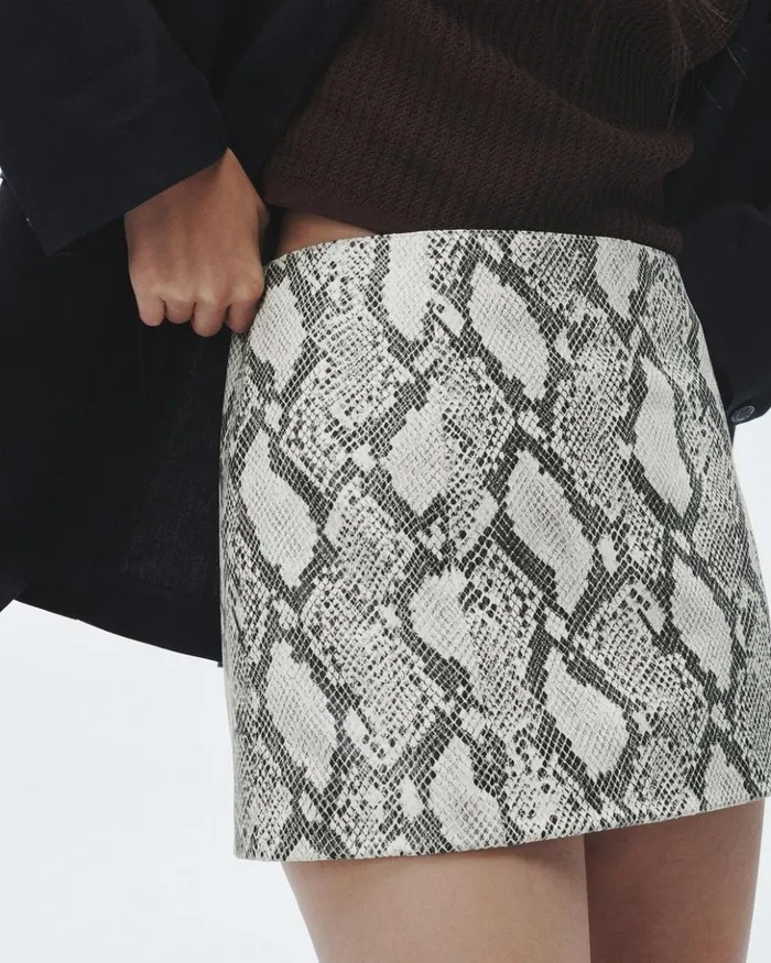 Women Rag 038 Bone Dresses 038 Skirts Emerson Leather Skirt Snake Print
