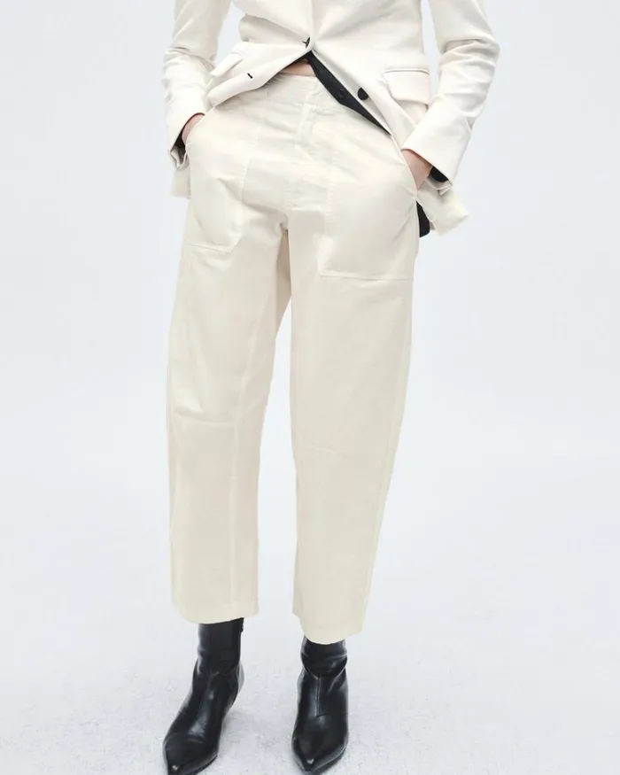 Women Rag 038 Bone Pants Leyton Workwear Cotton Pant Ivory