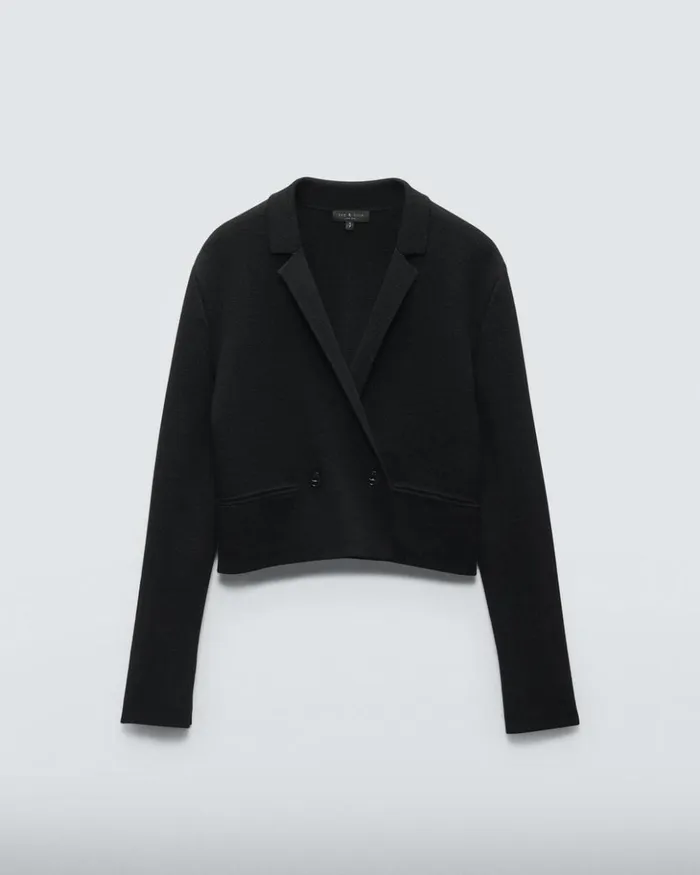 Women Rag 038 Bone Sweaters Joy Merino Wool Blazer Black