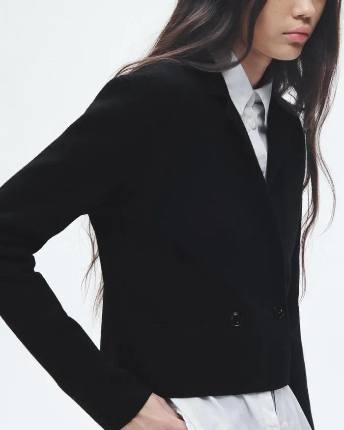 Women Rag 038 Bone Sweaters Joy Merino Wool Blazer Black