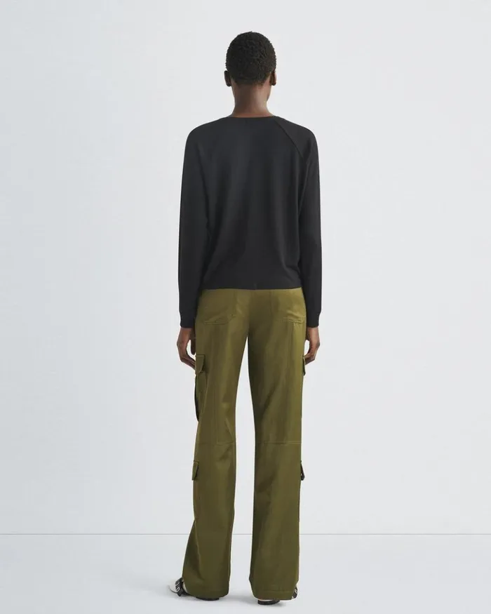 Women Rag 038 Bone TShirts The Knit Crew Pullover Black