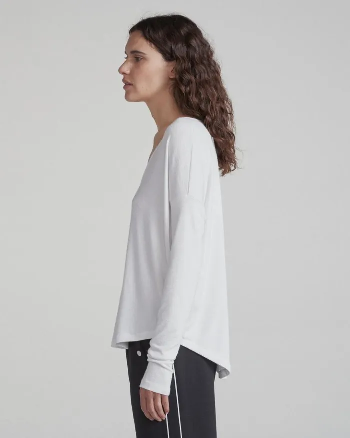 Women Rag 038 Bone TShirts The Knit Vee Long Sleeve White