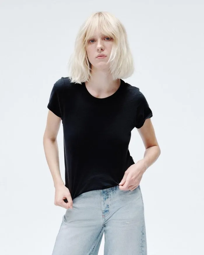 Women Rag 038 Bone TShirts The Slub Tee Black