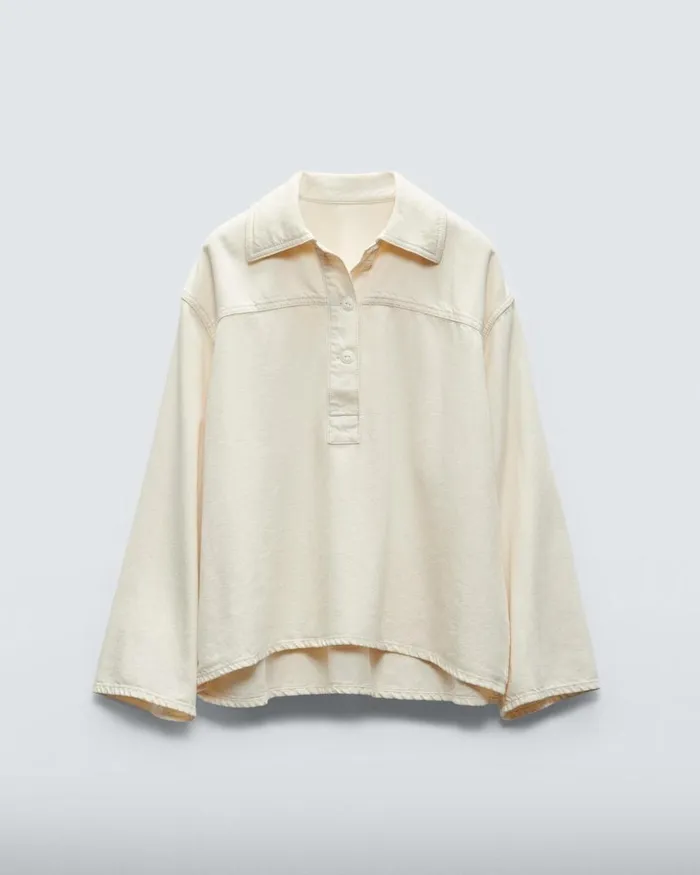 Women Rag 038 Bone Tops Ultra Featherweight Emily Popover Ecru