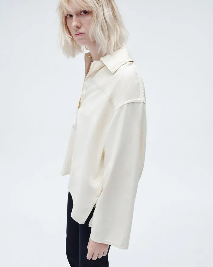Women Rag 038 Bone Tops Ultra Featherweight Emily Popover Ecru
