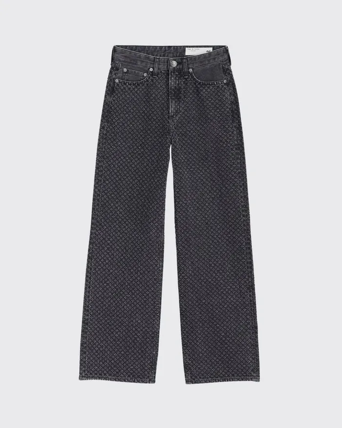 Women Rag 038 Bone Wide Leg Logan WideLeg 8211 Black Tweed