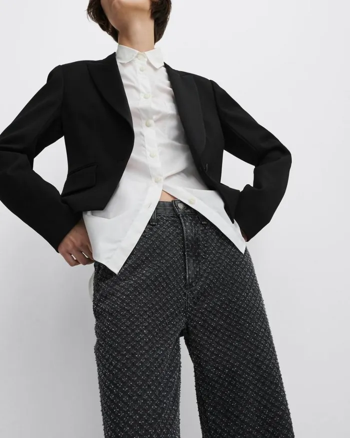 Women Rag 038 Bone Wide Leg Logan WideLeg 8211 Black Tweed