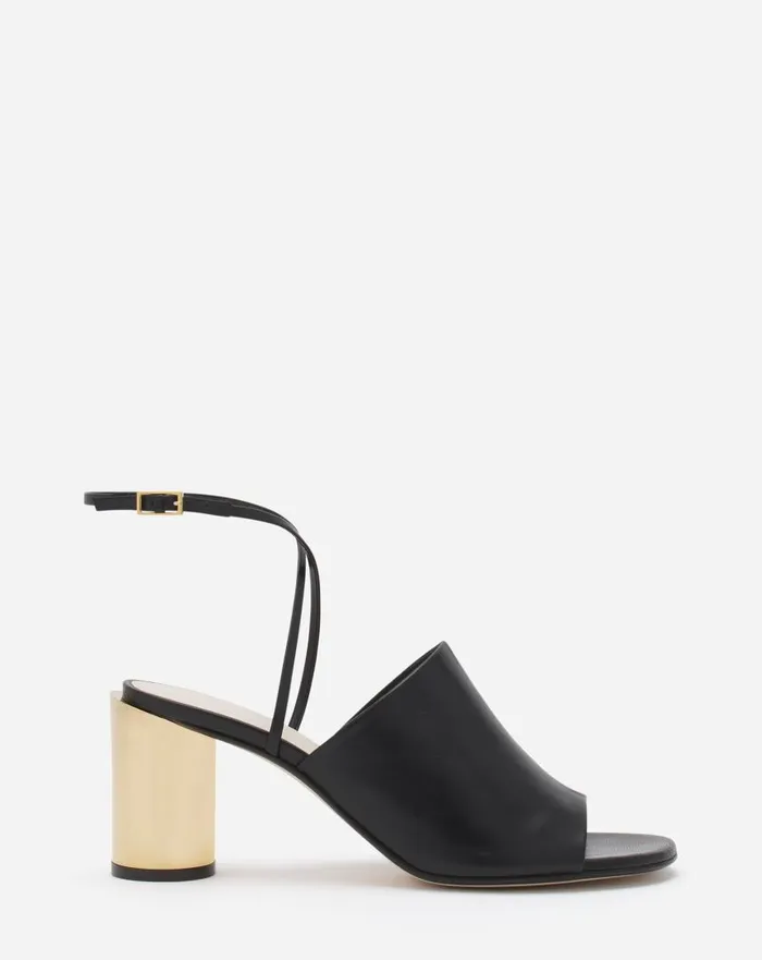 Women Sandals and Mules Lanvin Leather Sequence By Lanvin Chunky Heeled Sandals Blackgold