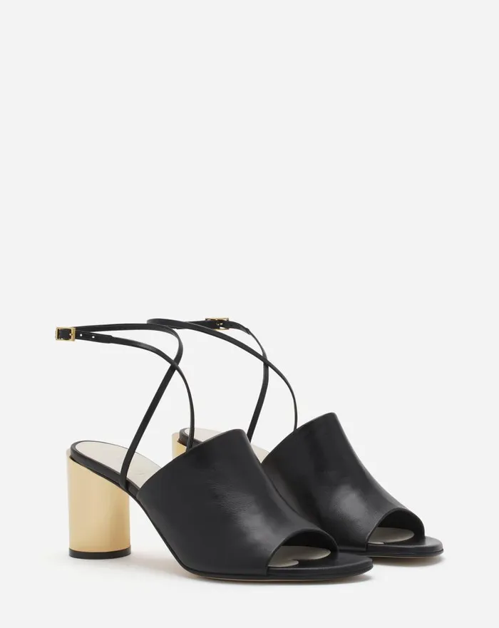 Women Sandals and Mules Lanvin Leather Sequence By Lanvin Chunky Heeled Sandals Blackgold
