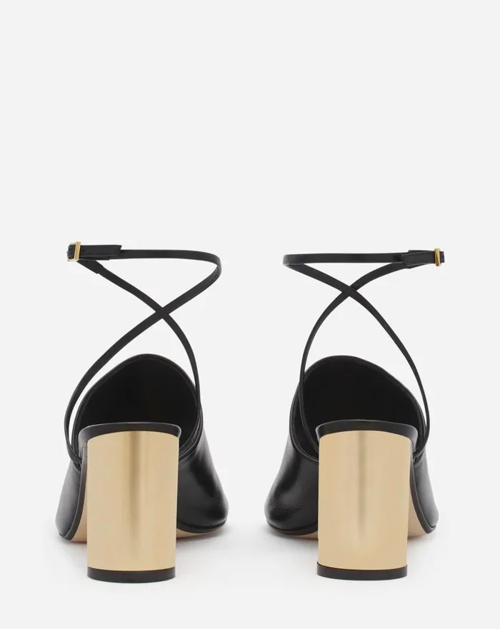 Women Sandals and Mules Lanvin Leather Sequence By Lanvin Chunky Heeled Sandals Blackgold