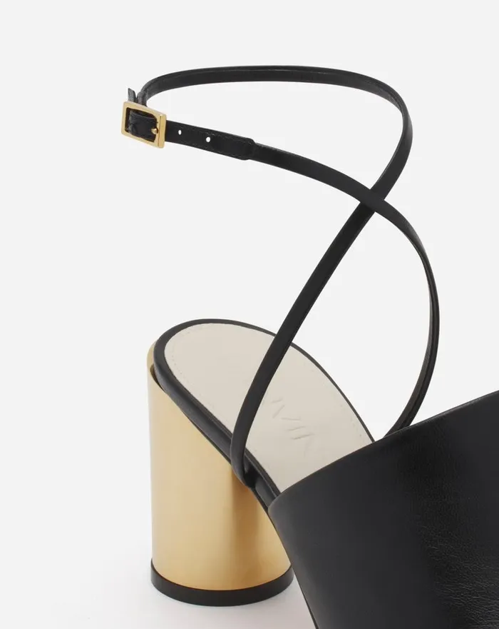 Women Sandals and Mules Lanvin Leather Sequence By Lanvin Chunky Heeled Sandals Blackgold