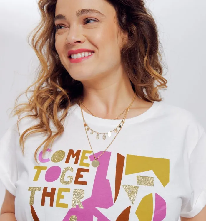 Women Sequinned TShirt 8211 Multicolour Print Promod Tops