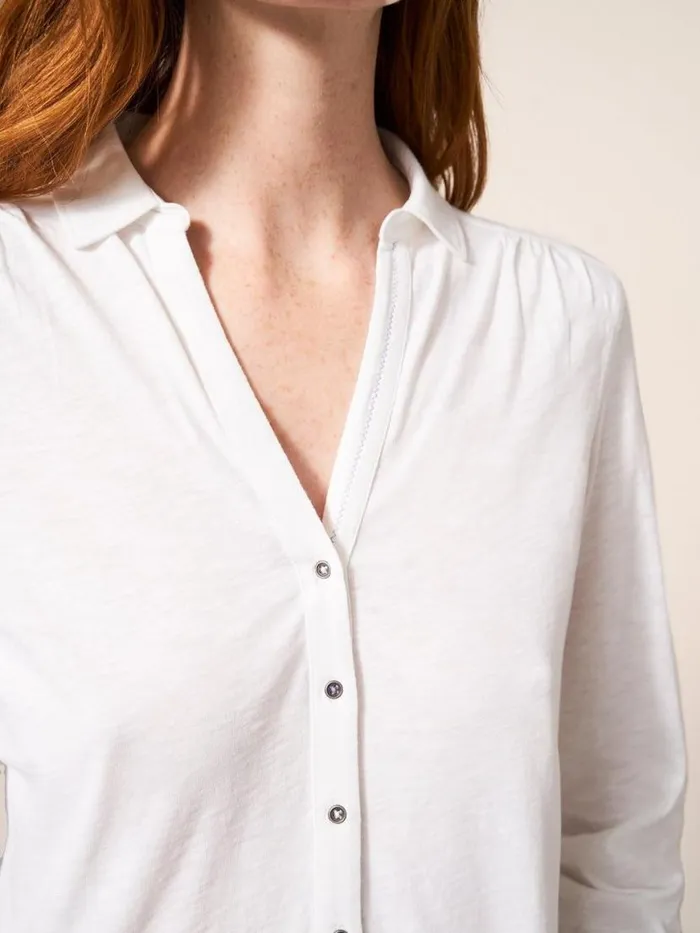 Women Shirts and Blouses White Stuff Annie Cotton Jersey Shirt Brilliant White Women Shirts and Blouses White Stuff Annie Cotton Jersey Shirt Brilliant White