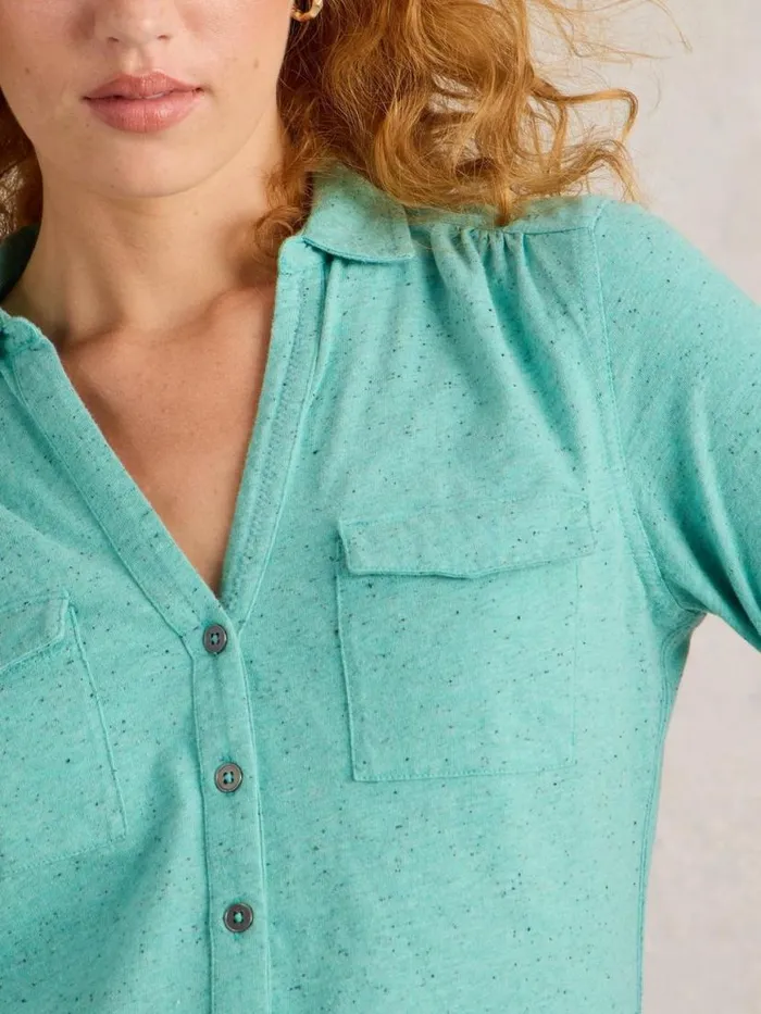 Women Shirts and Blouses White Stuff ANNIE POCKET JERSEY SHIRT Bright Blue Women Shirts and Blouses White Stuff ANNIE POCKET JERSEY SHIRT Bright Blue