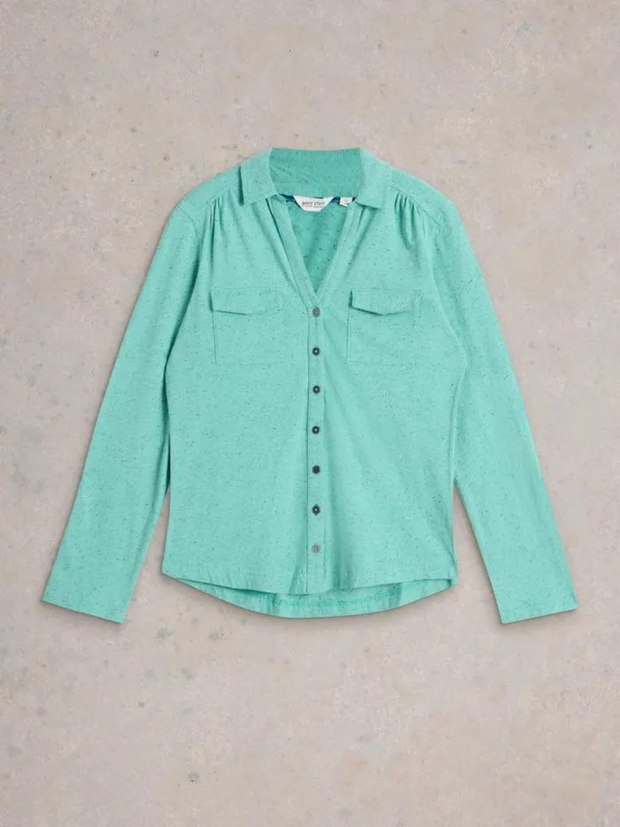 Women Shirts and Blouses White Stuff ANNIE POCKET JERSEY SHIRT Bright Blue Women Shirts and Blouses White Stuff ANNIE POCKET JERSEY SHIRT Bright Blue