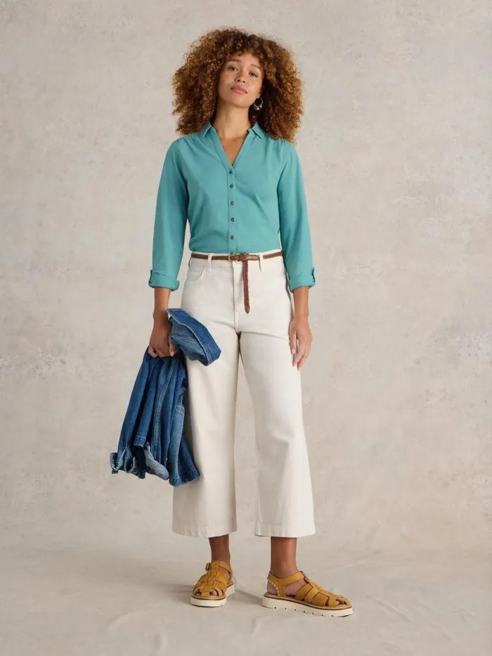 Women Shirts and Blouses White Stuff ANNIE TEXTURED SHIRT Mid Teal