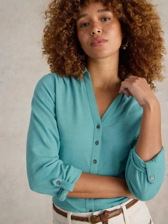 Women Shirts and Blouses White Stuff ANNIE TEXTURED SHIRT Mid Teal Women Shirts and Blouses White Stuff ANNIE TEXTURED SHIRT Mid Teal
