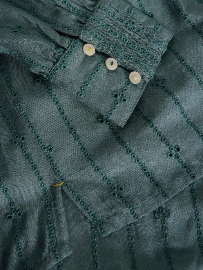 Women Shirts and Blouses White Stuff Aster Broderie Shirt Dusty Green Women Shirts and Blouses White Stuff Aster Broderie Shirt Dusty Green