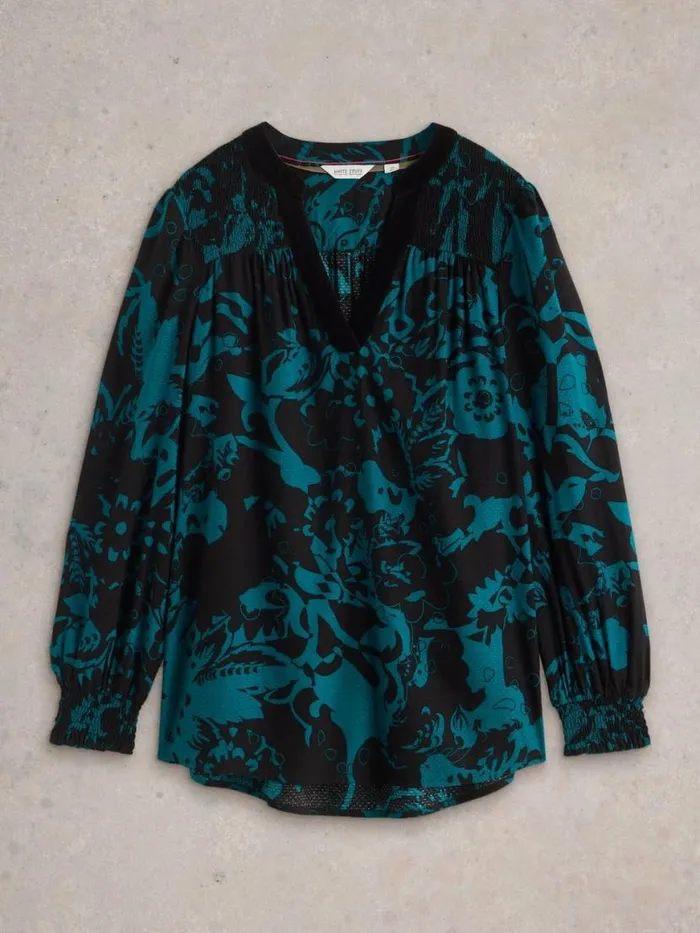 Women Shirts and Blouses White Stuff Bay Print Longline Top Teal Multi Women Shirts and Blouses White Stuff Bay Print Longline Top Teal Multi