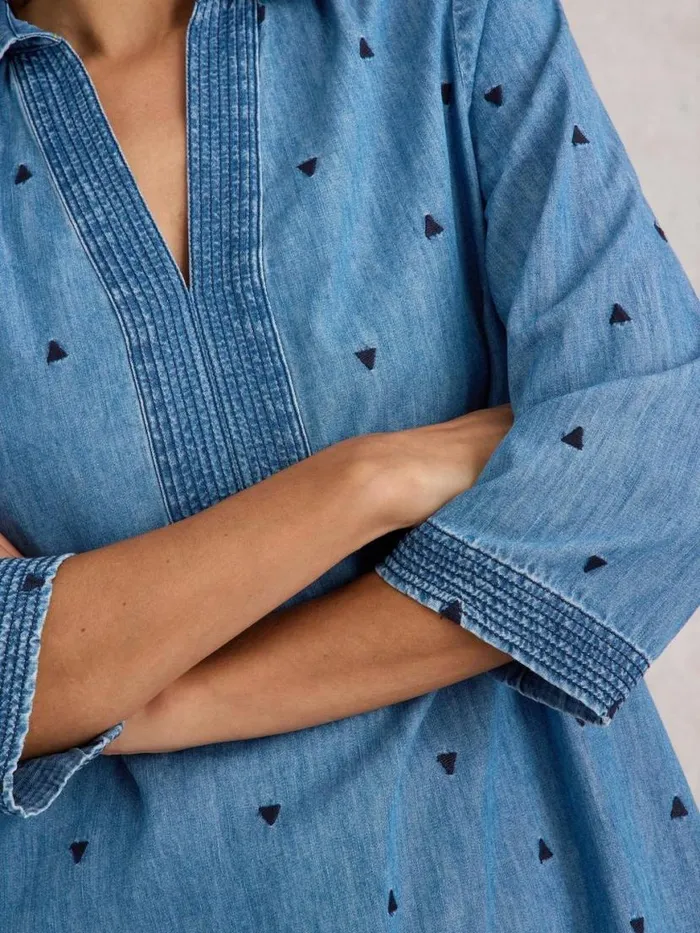 Women Shirts and Blouses White Stuff Blaire Denim Embroidered Tunic Mid Denim Women Shirts and Blouses White Stuff Blaire Denim Embroidered Tunic Mid Denim