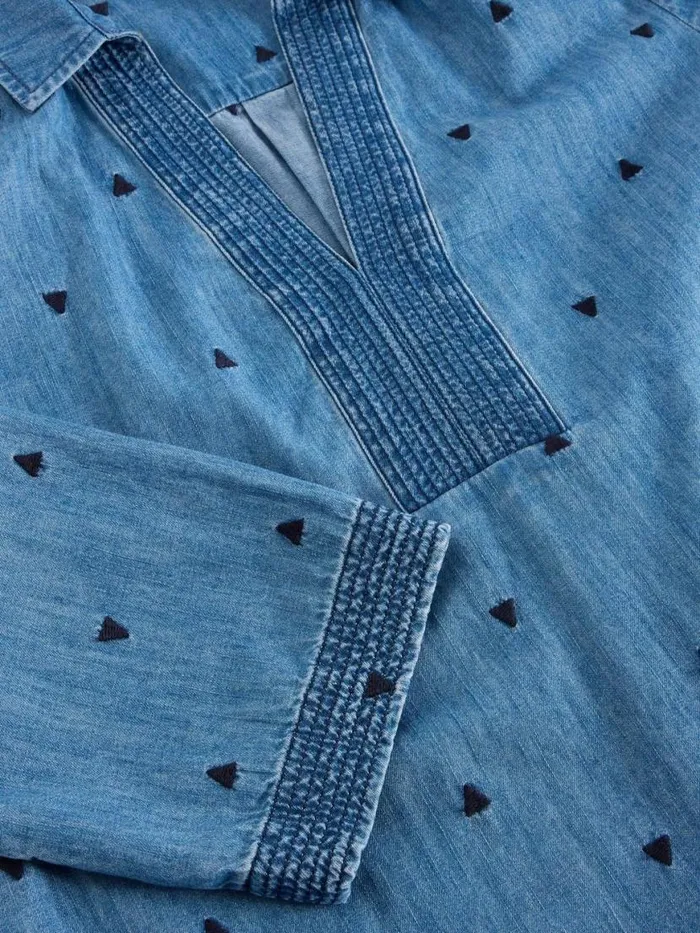 Women Shirts and Blouses White Stuff Blaire Denim Embroidered Tunic Mid Denim Women Shirts and Blouses White Stuff Blaire Denim Embroidered Tunic Mid Denim
