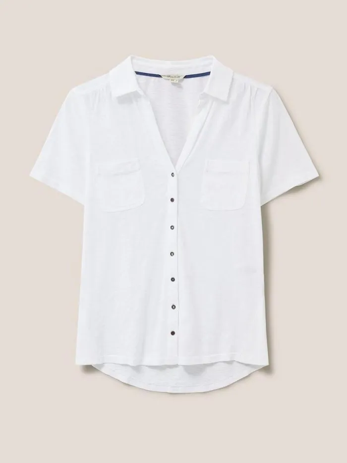 Women Shirts and Blouses White Stuff Penny Pocket Jersey Shirt Brilliant White Women Shirts and Blouses White Stuff Penny Pocket Jersey Shirt Brilliant White