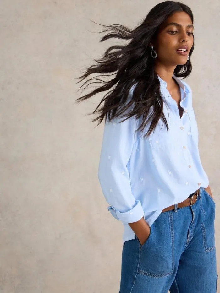Women Shirts and Blouses White Stuff Sophie Organic Cotton Shirt Blue Multi Women Shirts and Blouses White Stuff Sophie Organic Cotton Shirt Blue Multi