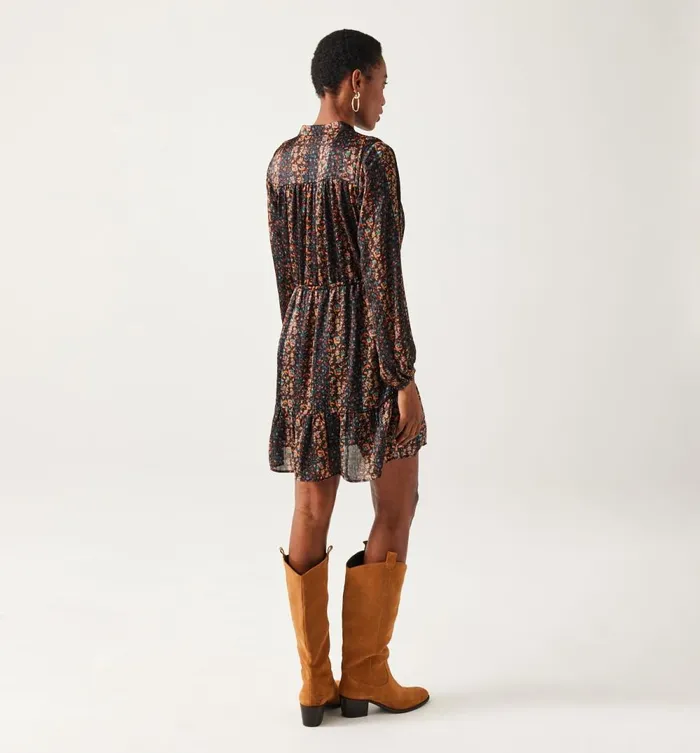 Women Short Patterned Dress 8211 Black Print Promod Dresses Women Short Patterned Dress 8211 Black Print Promod Dresses