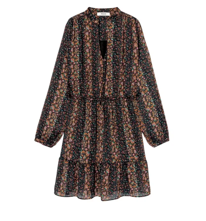 Women Short Patterned Dress 8211 Black Print Promod Dresses Women Short Patterned Dress 8211 Black Print Promod Dresses