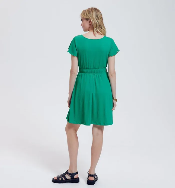 Women ShortSleeved Dress 8211 Green Promod Dresses Women ShortSleeved Dress 8211 Green Promod Dresses