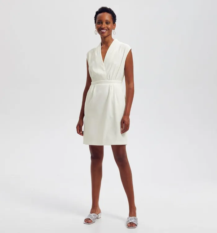 Women Short Sleeveless Dress 8211 White Promod Dresses Women Short Sleeveless Dress 8211 White Promod Dresses