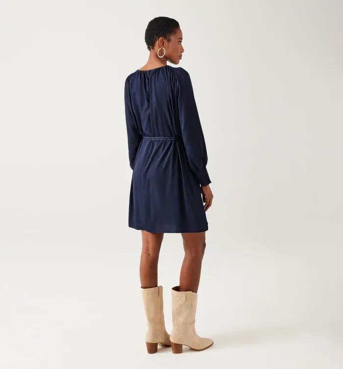 Women Silky Flared Dress 8211 Dark Blue Promod Dresses Women Silky Flared Dress 8211 Dark Blue Promod Dresses