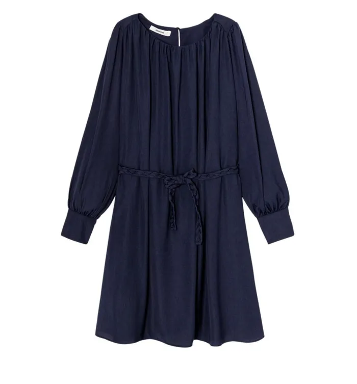 Women Silky Flared Dress 8211 Dark Blue Promod Dresses Women Silky Flared Dress 8211 Dark Blue Promod Dresses