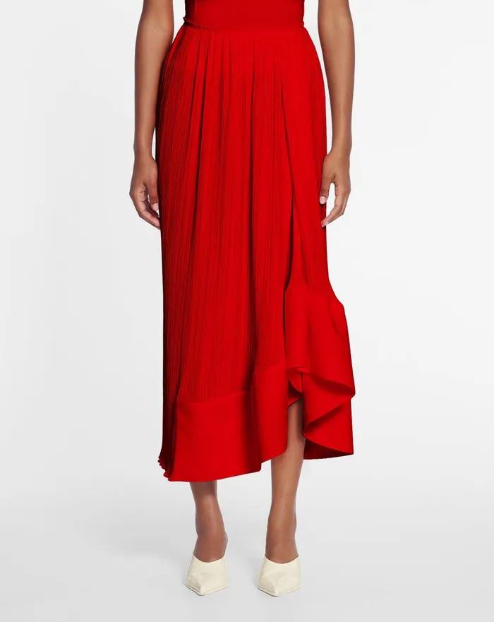 Women Skirts and Shorts Lanvin Pleated Midi Skirt Flame Women Skirts and Shorts Lanvin Pleated Midi Skirt Flame
