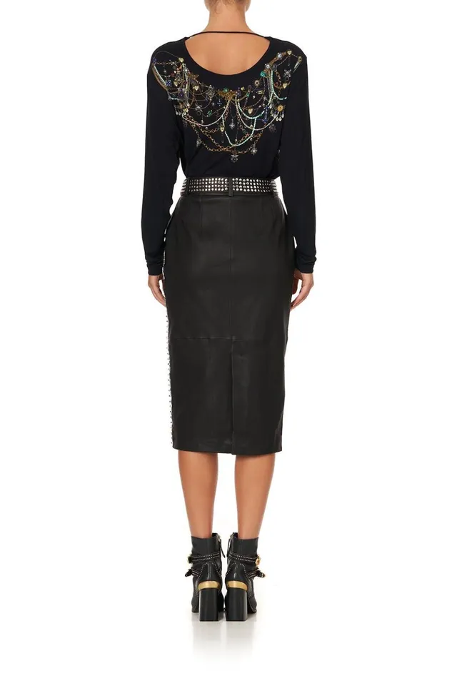 Women Skirts Camilla Belted Leather Skirt Leather