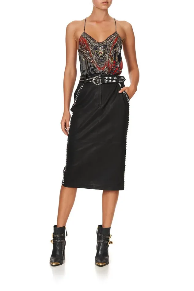 Women Skirts Camilla Belted Leather Skirt Leather